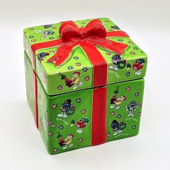 M&M Mars 2008 Holiday Square Ceramic Covered Box - Picture 2 of 7